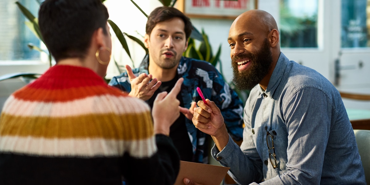 group of people talking