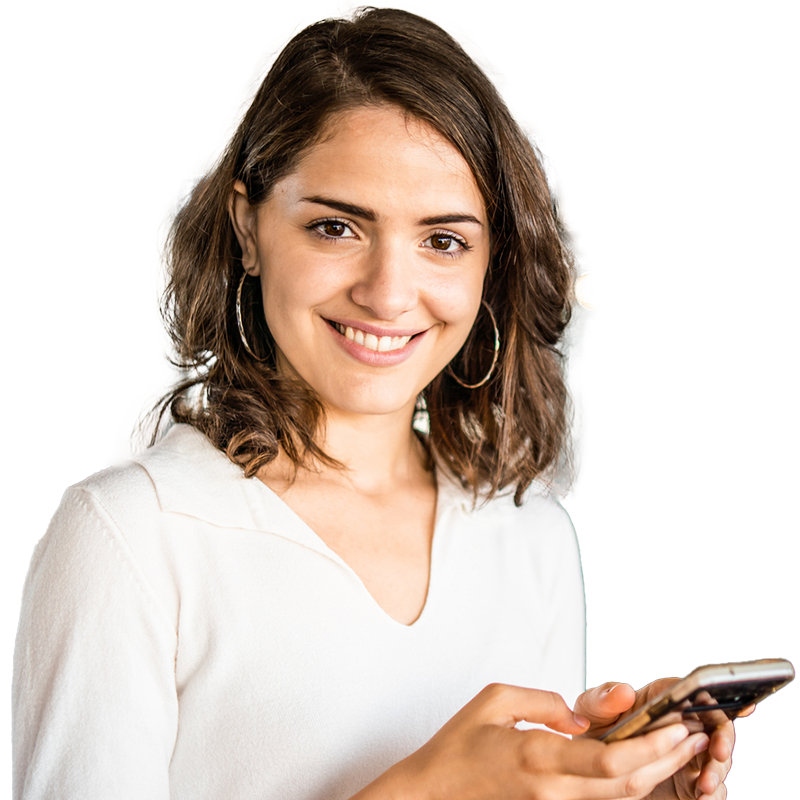 person holding a phone and smiling