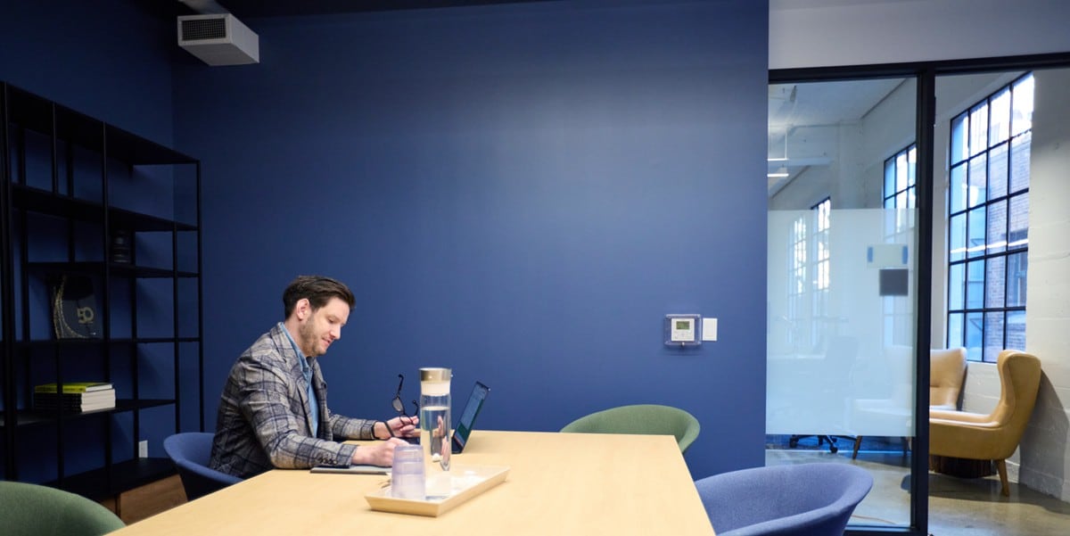 man working in an office