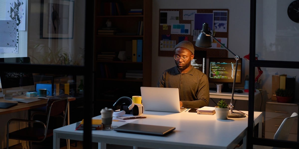 professional working in an office at a desk