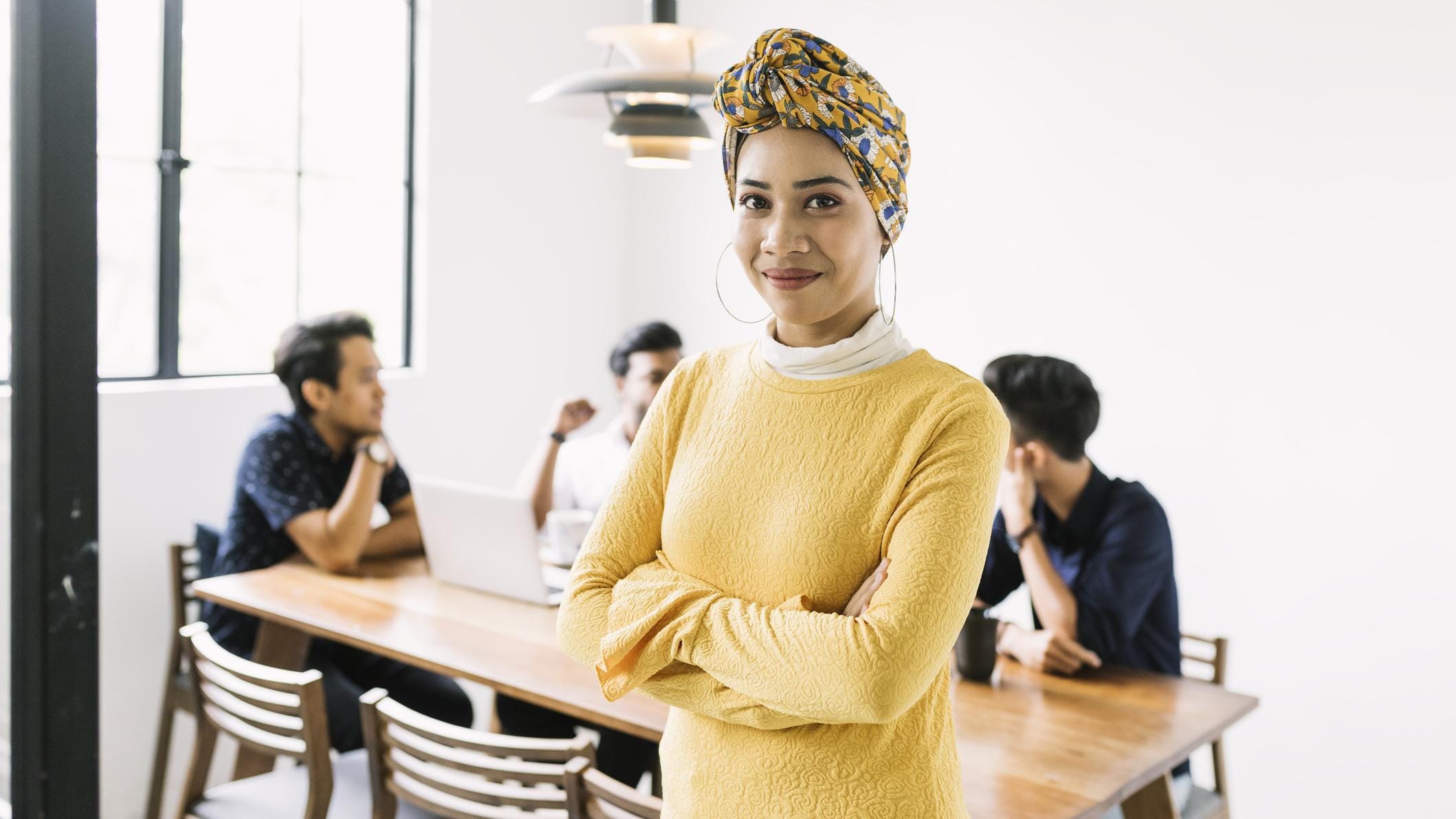 woman smiling in an office