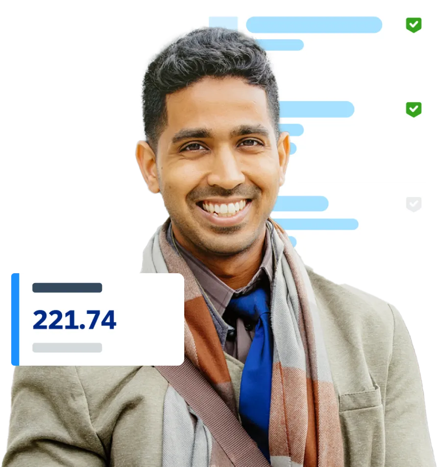 Business professional who is happy about finances