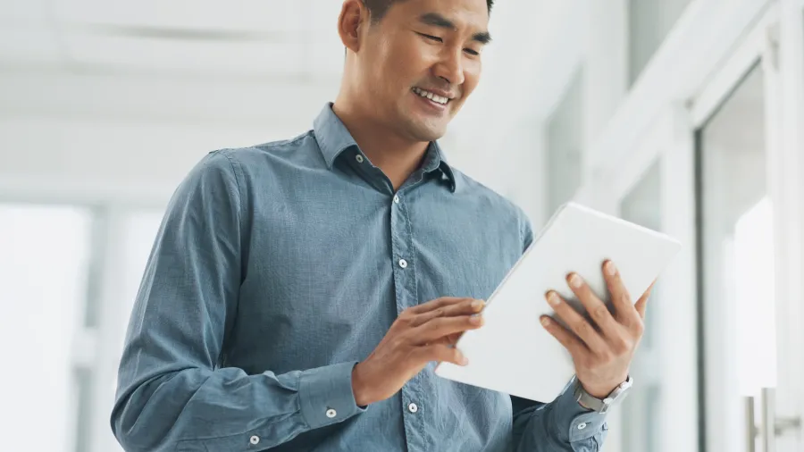 man on tablet