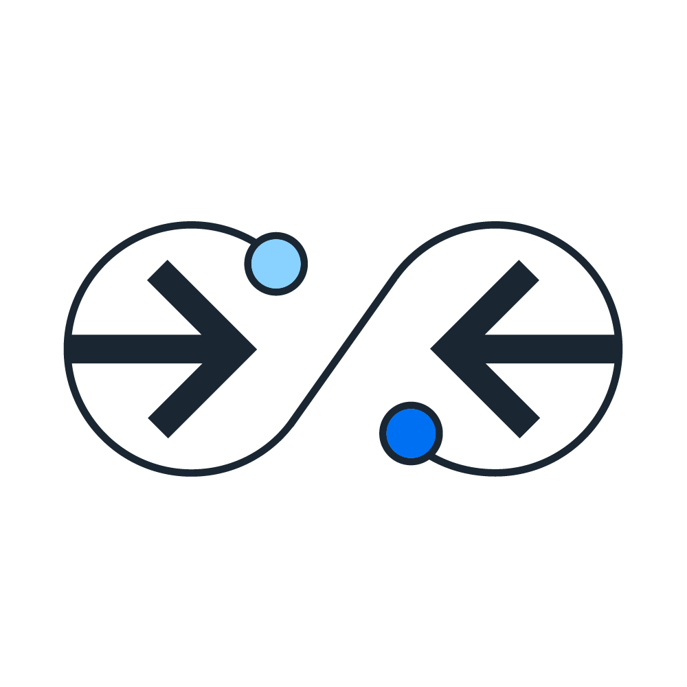 Arrows pointing at each other flow chart pictogram