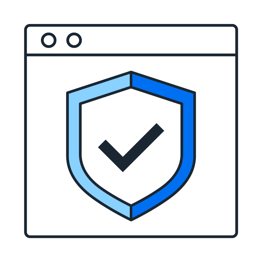 Checkmark and shield pictogram