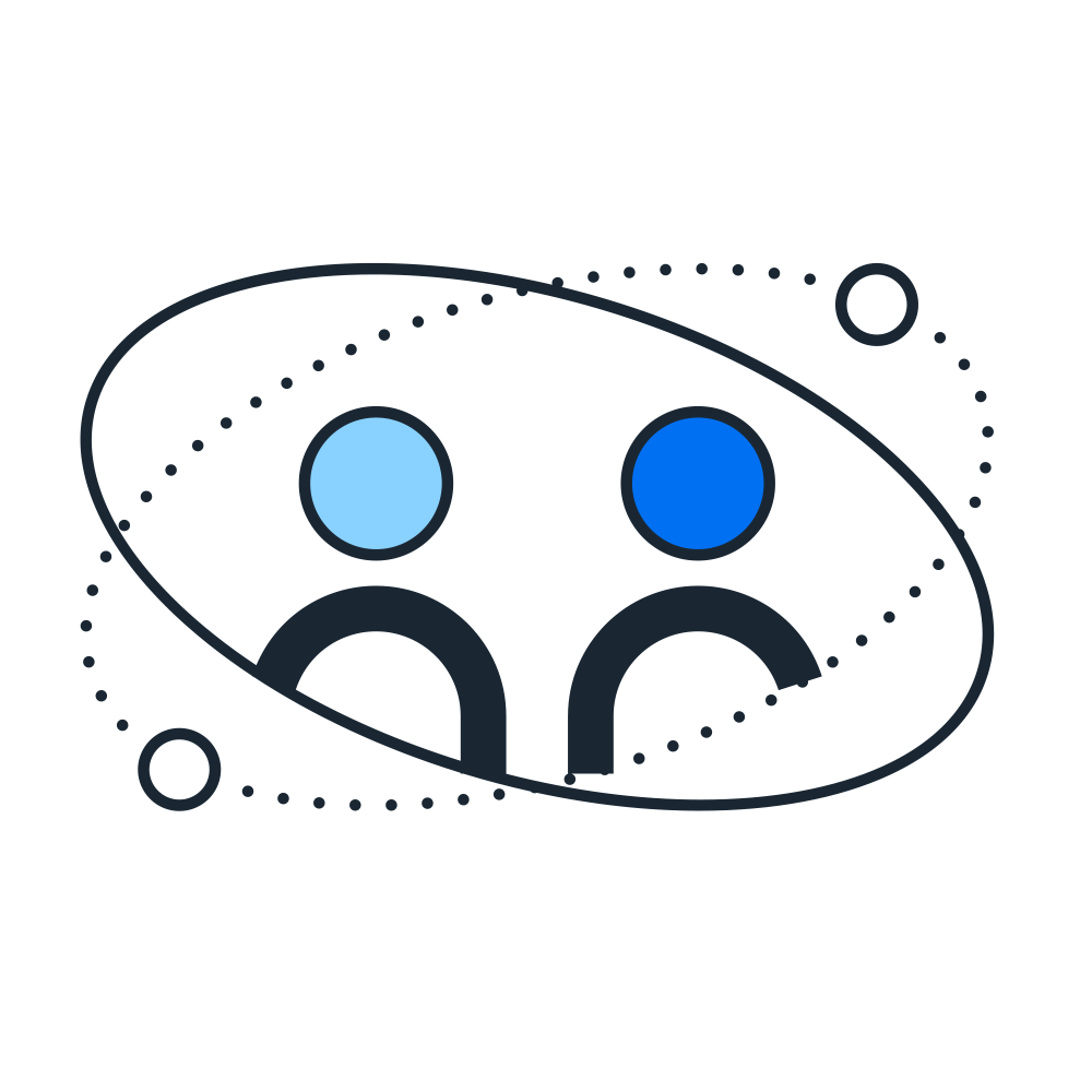 two people connected graphic