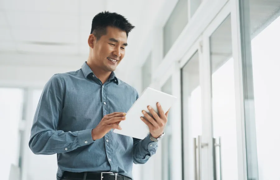 man using a tablet